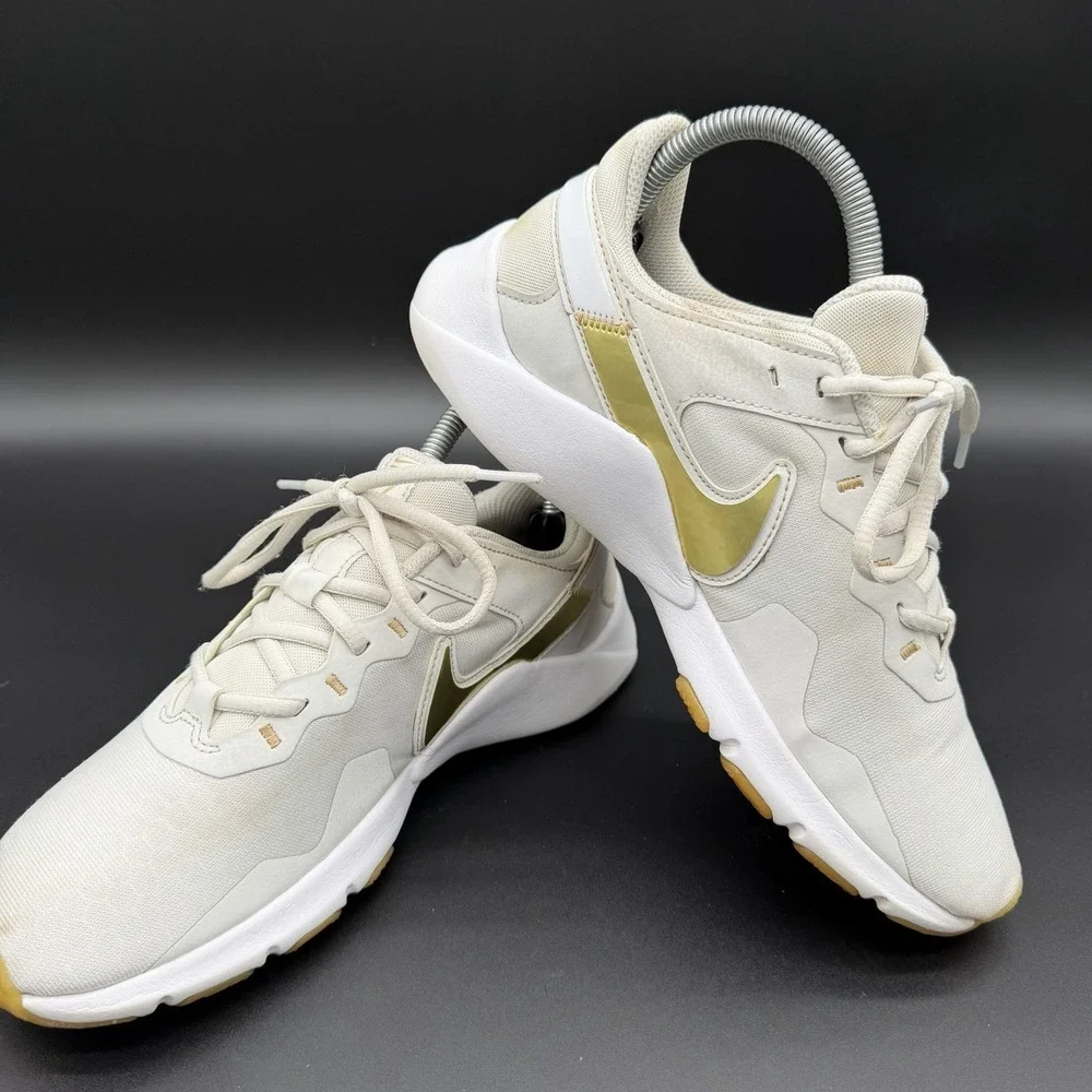 Nike Women's Legend Essential 2 Training Shoes Size 8 White Cream Gold